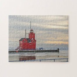 Puzzle Gran faro rojo en Holanda MI - 252 pieza