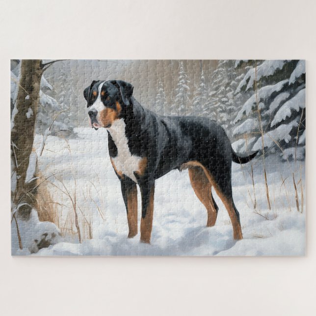 Puzzle Gran Montaña Suiza deja que nieve Navidades (Horizontal)