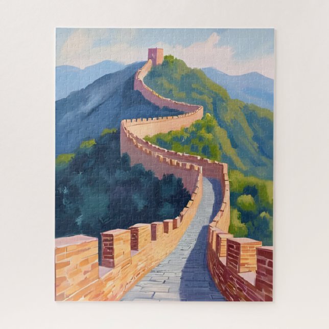 Puzzle Gran Muralla de China Pintura Acuarela (Vertical)
