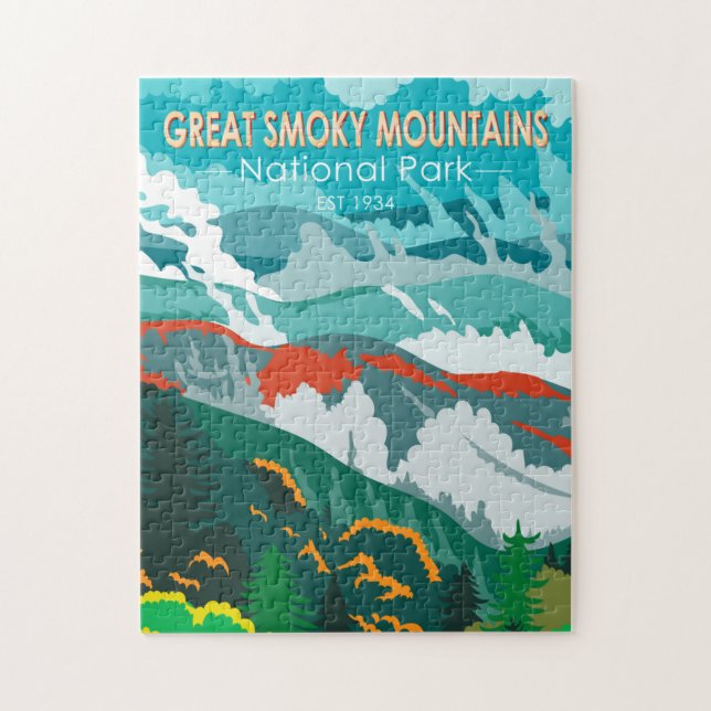 Puzzle Gran Parque nacional Montañas Smoky Vintage (Vertical)