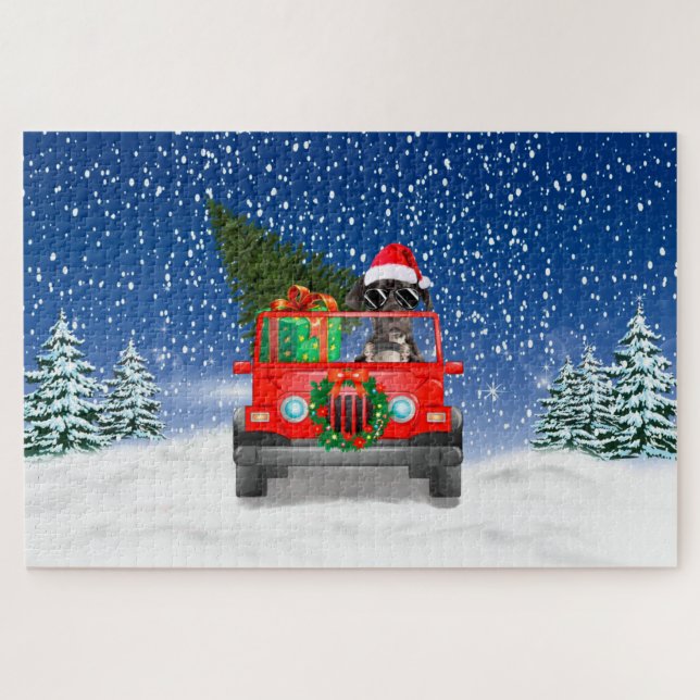 Puzzle Gran perro danés con regalos de Navidades (Horizontal)