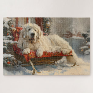 Puzzle Gran Perro Pirineo Navideño Festivo