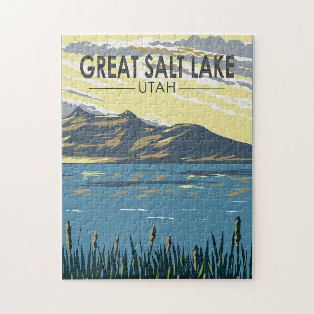 Puzzle Gran Salt Lake Utah Viaje Art Vintage (Vertical)