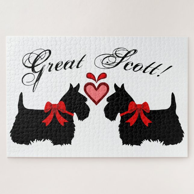 Puzzle "¡Gran Scott!", perro/corazón rojo de Scottish Ter (Horizontal)
