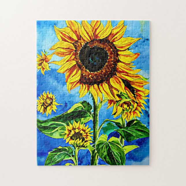 Puzzle Gran Sunflower Watercoloración (Vertical)