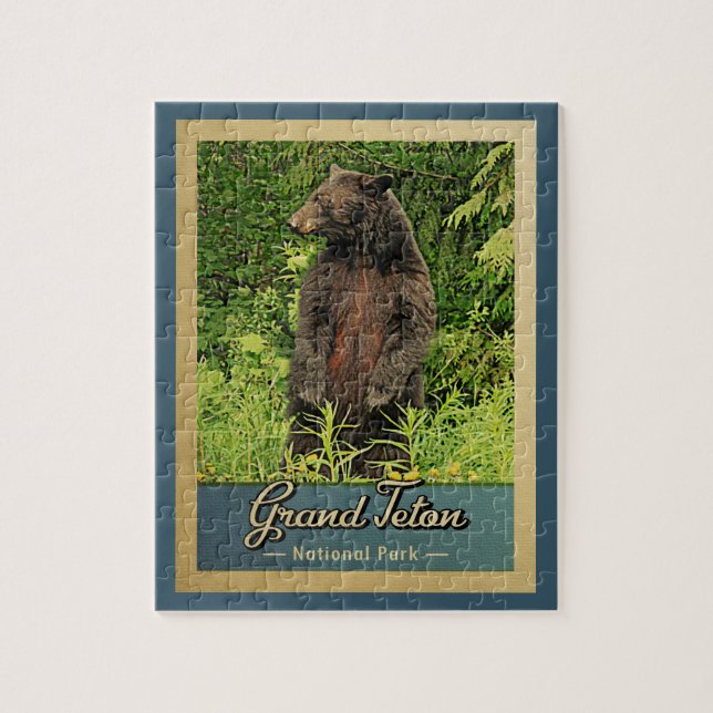 Puzzle Gran Teton Parque Nacional Oso Vintage (Vertical)
