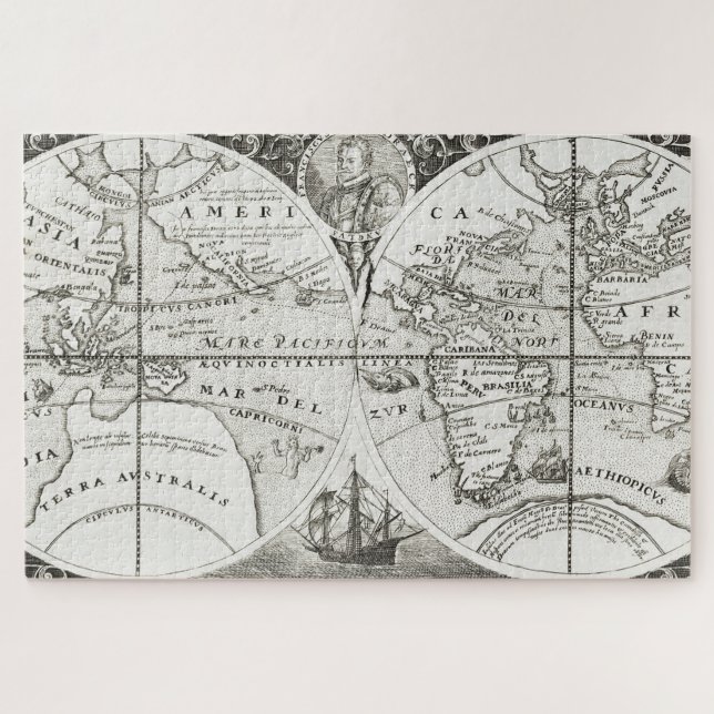 Puzzle Gran Viaje Antiguo Mapa General del Mundo (Horizontal)