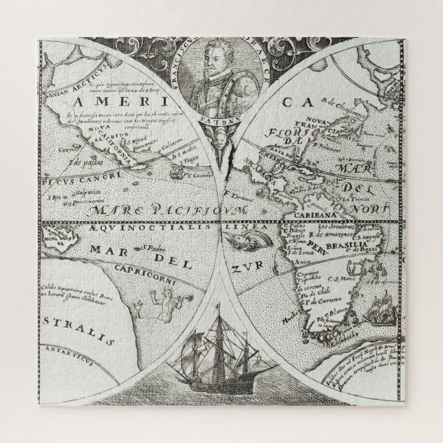 Puzzle Gran Viaje Antiguo Mapa General del Mundo (Vertical)