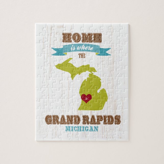 Puzzle grand rapids, michigan Map - Home is Where (Vertical)