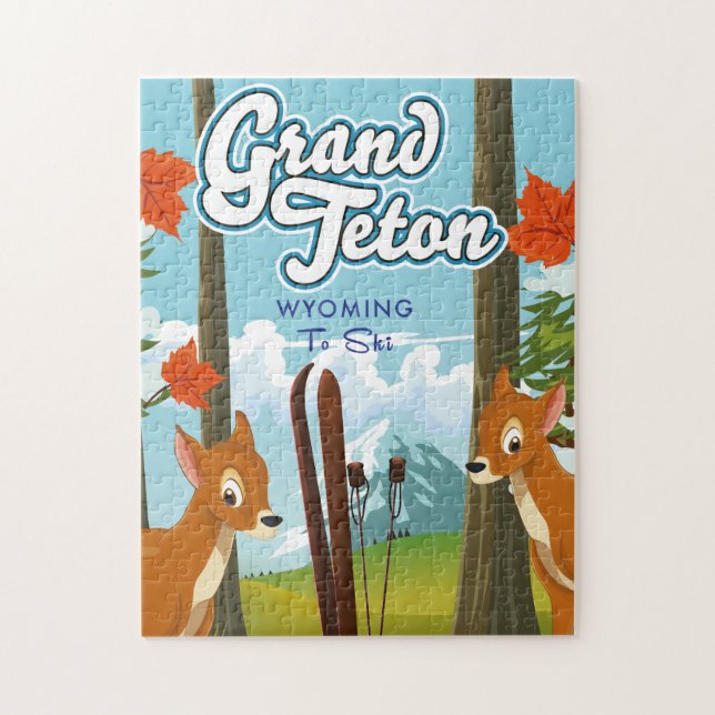 Puzzle Grand Teton Wyoming esquiar. (Vertical)
