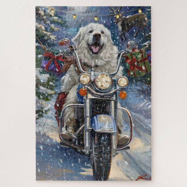 Puzzle Grandes Navidades de motociclismo de perros de los (Vertical)