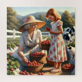 Puzzle Grandma & Me Strawberry Picking – Summer Farm Memo