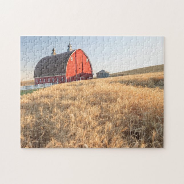 Puzzle Granero, campos de trigo de verano cerca de Spragu (Horizontal)