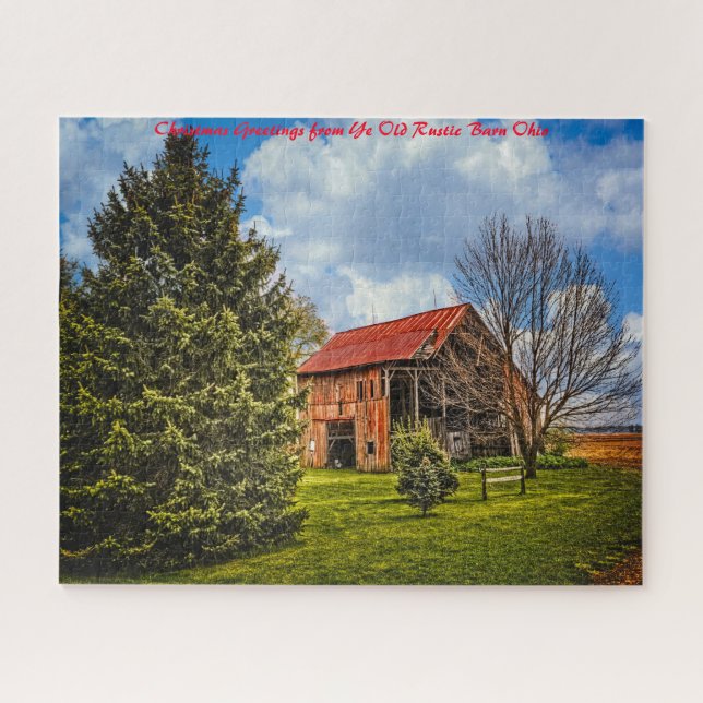 Puzzle Granero Rústico Ohio. Felicitaciones de Navidad (Horizontal)