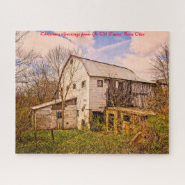 Puzzle Granero Rústico Ohio. Felicitaciones de Navidad