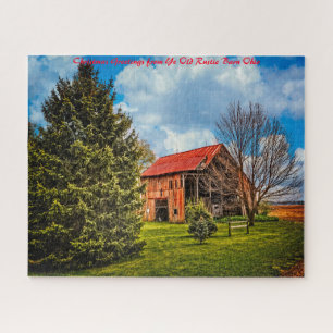 Puzzle Granero rústico Ohio.Navidad Saludos