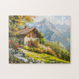 Puzzle Granja alpina con vista al valle