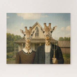 Puzzle Granja American Gothic de jirafa