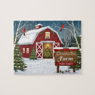 Puzzle Granja de Árboles de Navidad Red Barn