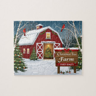 Puzzle Granja de Árboles de Navidad Red Barn