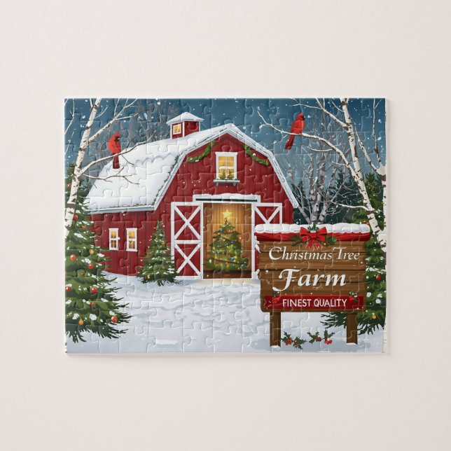 Puzzle Granja de Árboles de Navidad Red Barn (Horizontal)