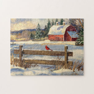 Puzzle Granja de aves del Cardenal Rustico Red Barn