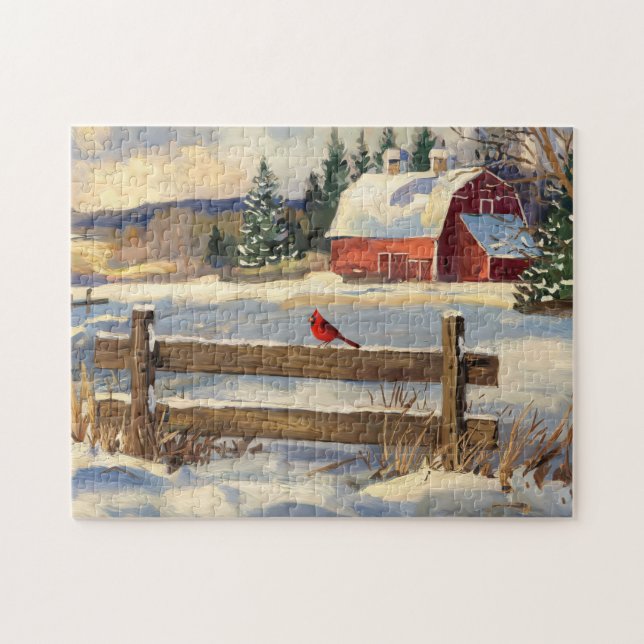 Puzzle Granja de aves del Cardenal Rustico Red Barn (Horizontal)