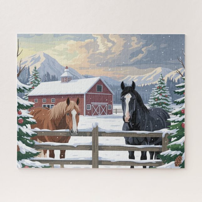 Puzzle Granja de Caballos de Invierno (Horizontal)