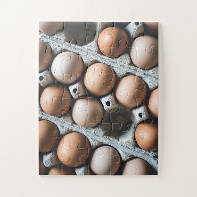 Puzzle Granja de huevos de pollo frescos en Carton (Vertical)