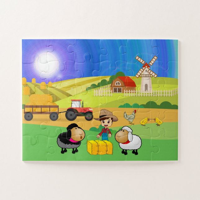 Puzzle Granja Encantadora, Ovejas y Pollitos (Horizontal)