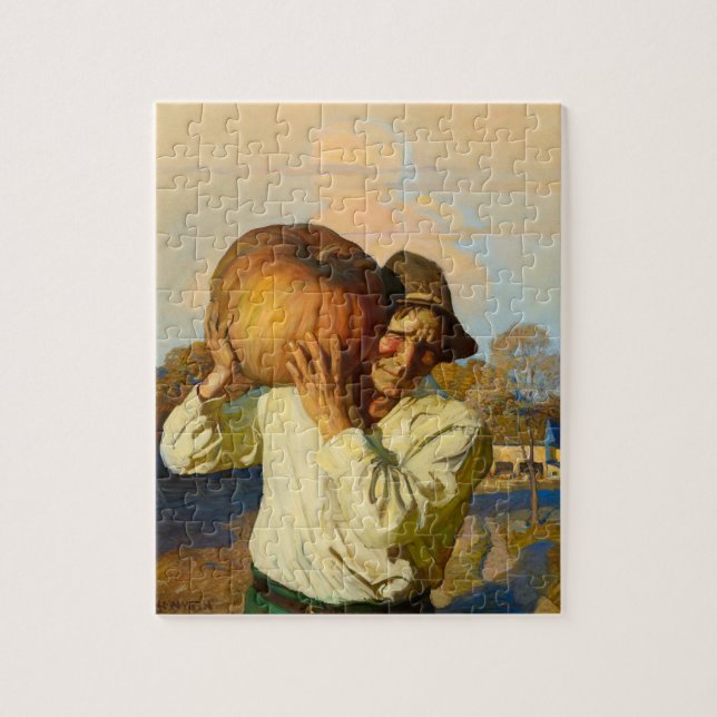 Puzzle Granjero con calabaza de Newell Convers Wyeth (Vertical)