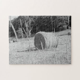 Puzzle Granjeros Hay Field escena B&W Ronda Bales en Vera