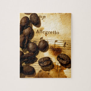 Puzzle Granos de café y notas de la música