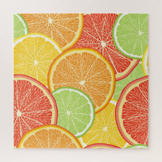 Puzzle Grapefruit y fondo abstracto naranja.