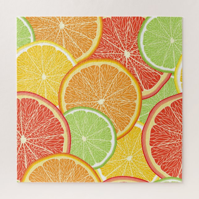 Puzzle Grapefruit y fondo abstracto naranja. (Vertical)