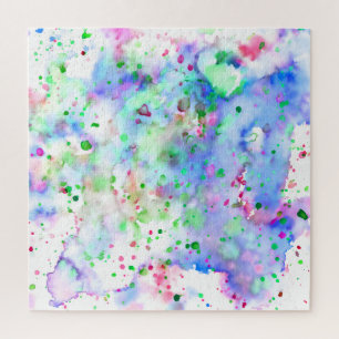 Puzzle Grasa azul morado rosa y pintura verde