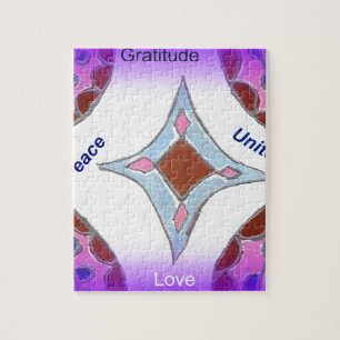 Puzzle "Gratitude Peace Love Unite" Mandala Art Print
