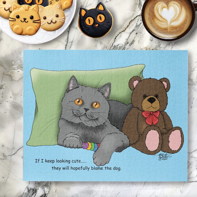 Puzzle Gray Cat Teddy Bear (Subido por el creador)