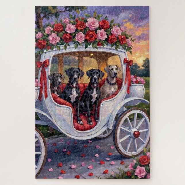 Puzzle Great Dane Dog Valentine's Day (Vertical)