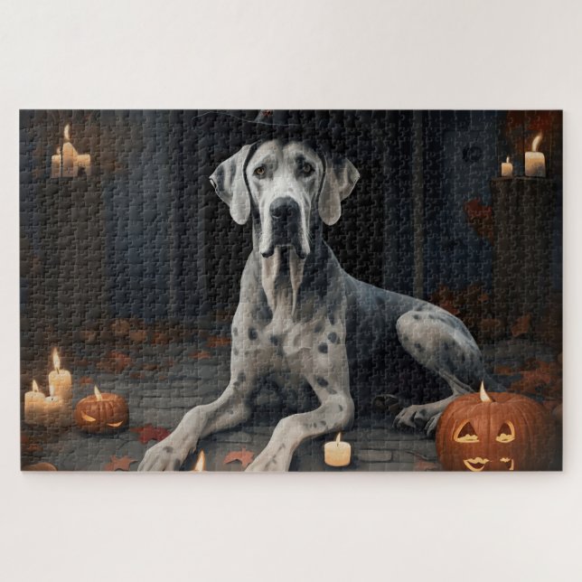 Puzzle Great Dane Pumpkins Halloween Scary Flip (Horizontal)