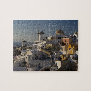 Puzzle Grecia e isla griega de Santorini pueblo de Oia