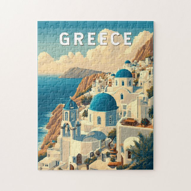 Puzzle Grecia Ilustracion Viajes de arte (Vertical)