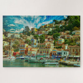 Puzzle Grecia Symi foto de viaje de la isla griega