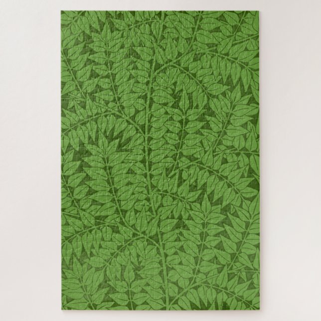 Puzzle Green Branch Pattern (Jungle Art) (William Morris) (Vertical)