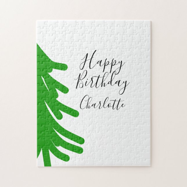 Puzzle Green Christmas tree happy birthday December winte (Vertical)