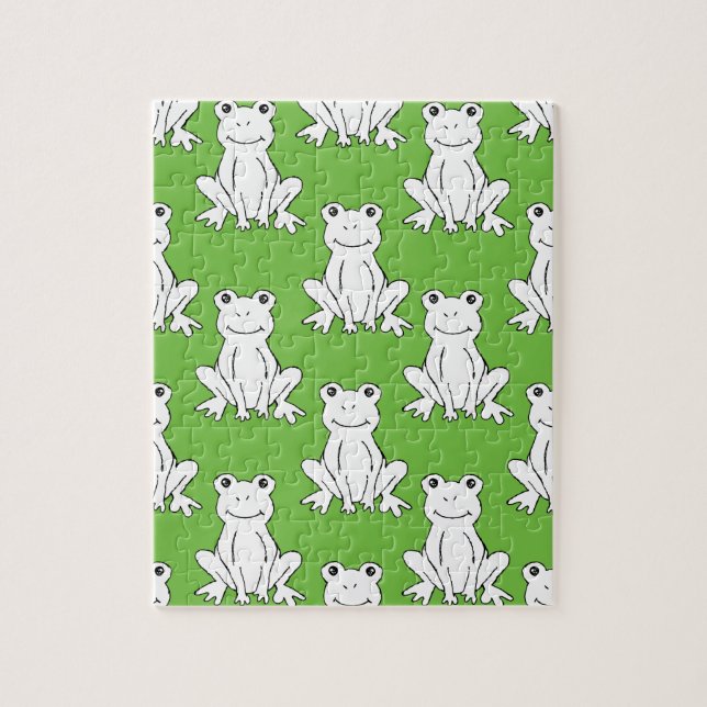 Puzzle Green Cute Animal Pattern Cartoon Frog Pattern (Vertical)