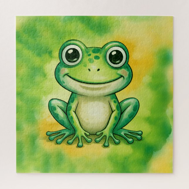 Puzzle Green cute frog (Vertical)