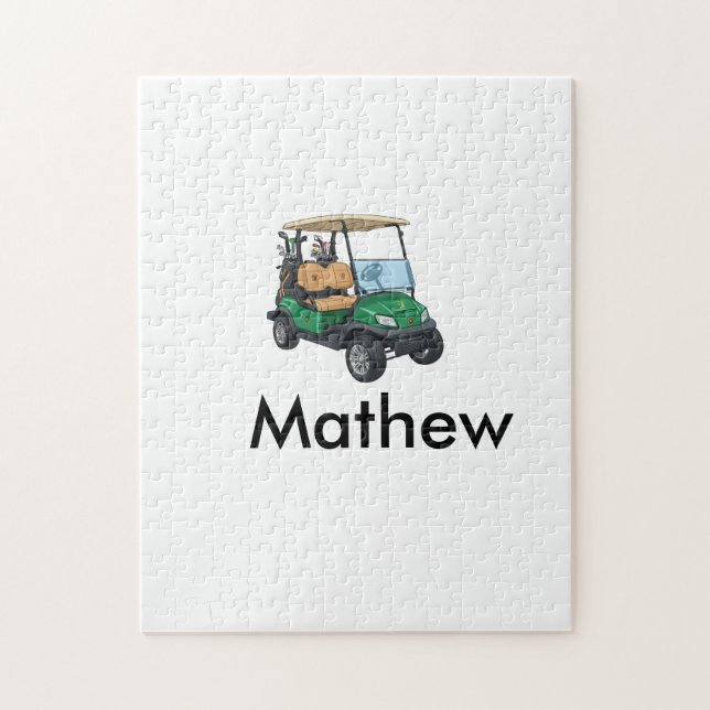Puzzle Green golf car name man sports boy gifts letter  (Vertical)