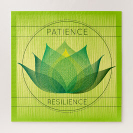 Puzzle Green Lotus Patience and Resilience Symbol Floral