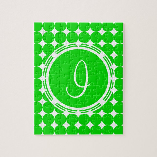Puzzle Green Polka Dot Monogram (Vertical)